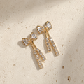 Golden Bow Crystal Tassel Earrings