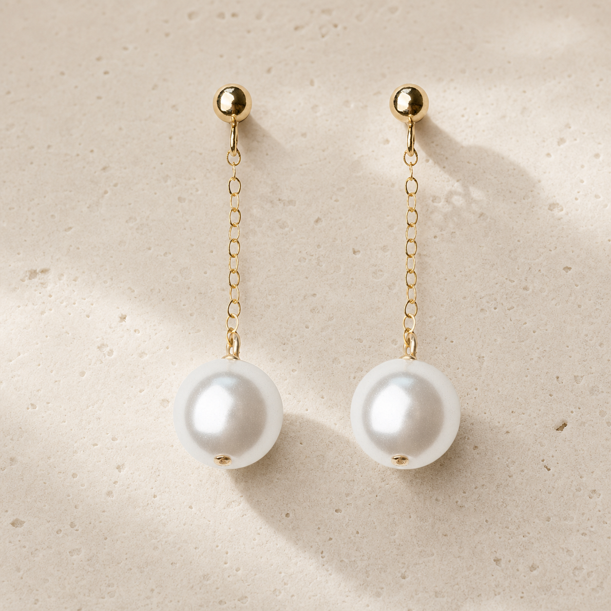 Luminous Round-Bead Drop Earrings