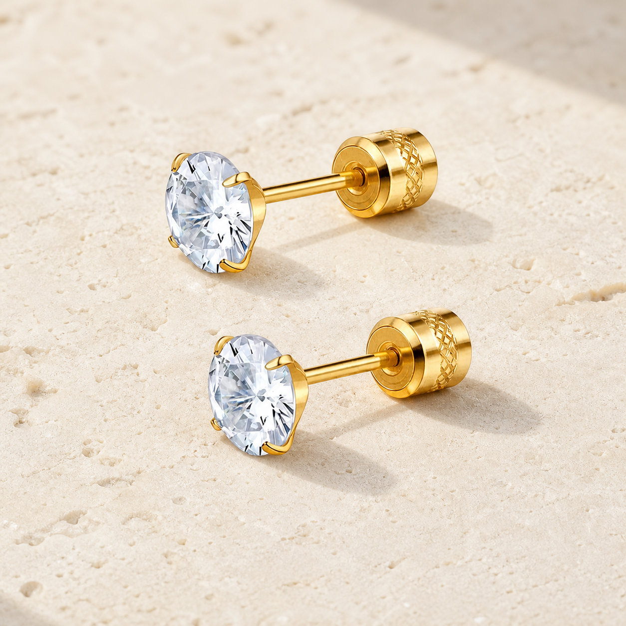 Four-Prong Clear-Stone Stud Earrings