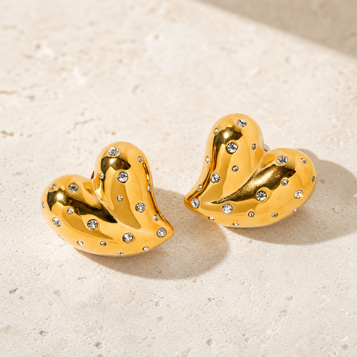 Halo Heart White-Stone Earrings