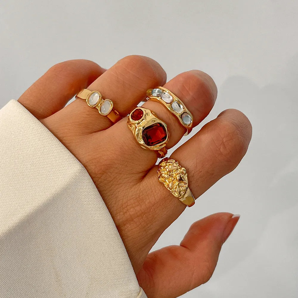 Conjunto de Anéis Dourados com Strass TRIX imagem 1 via fornecedor Trendsi