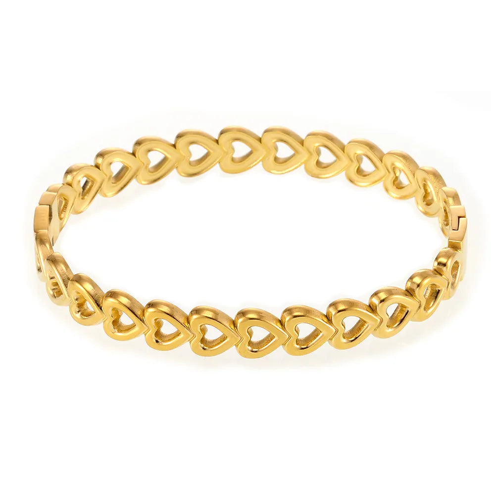 Pulseira Coracao Dourada 18K TRIX vista frontal em fundo branco