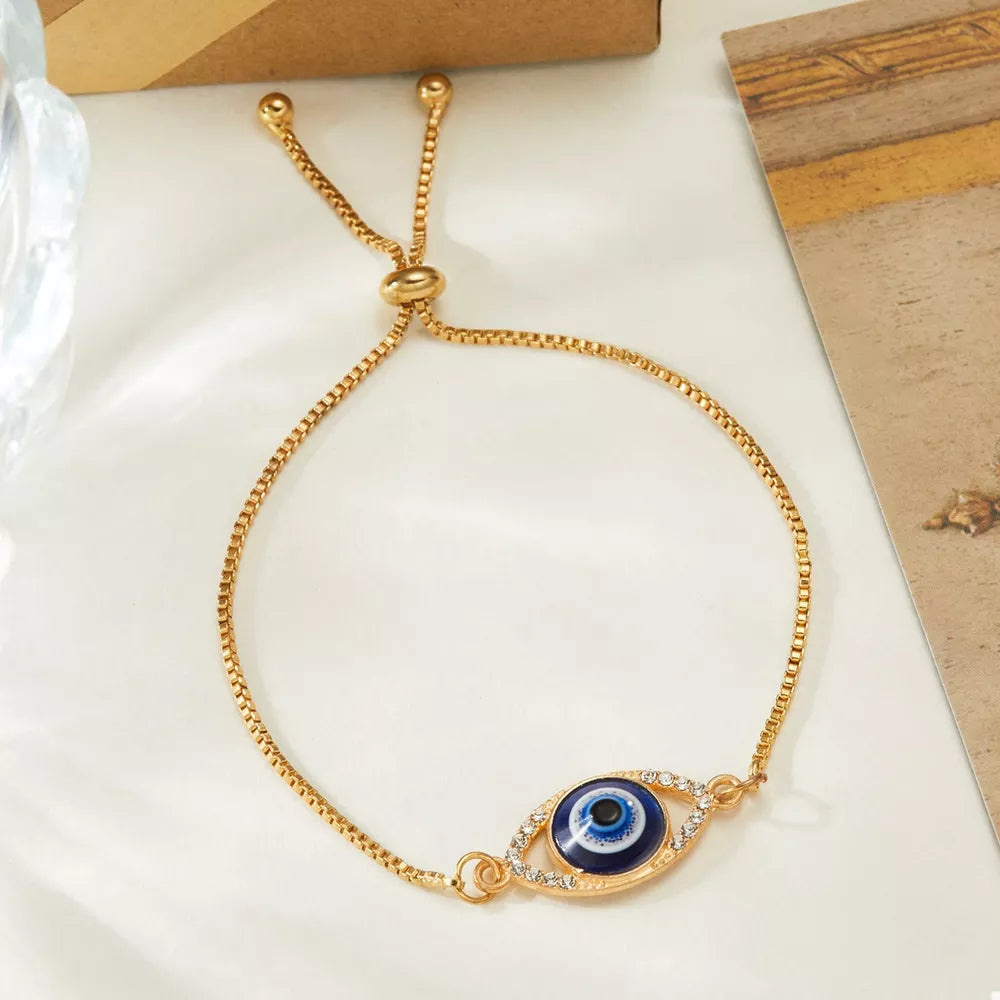 Pulseira Olho Grego Ajustável 18K - imagem 3 TRIX