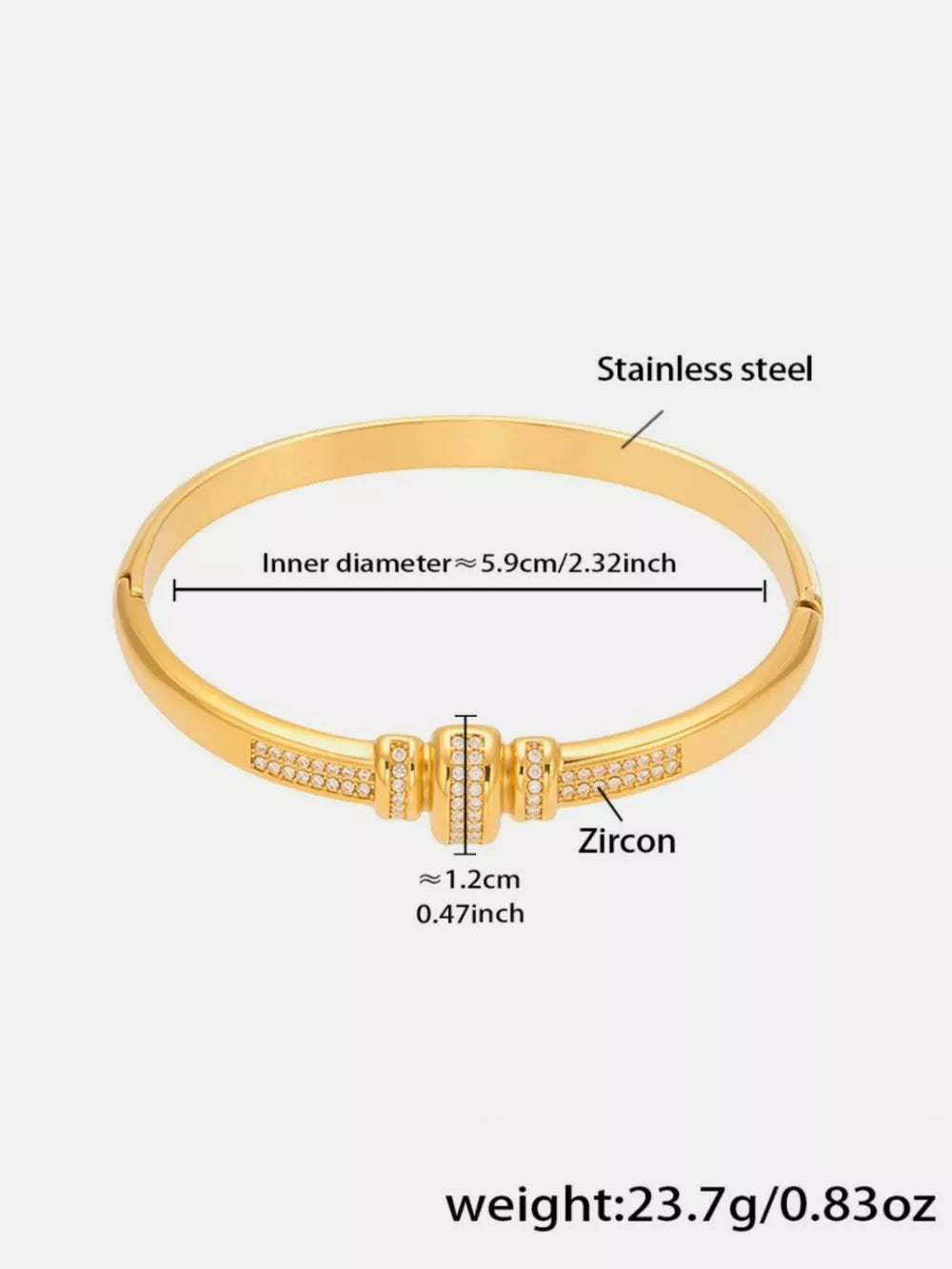 Bracelete Dourado 18K com Zircônia TRIX - medidas e material