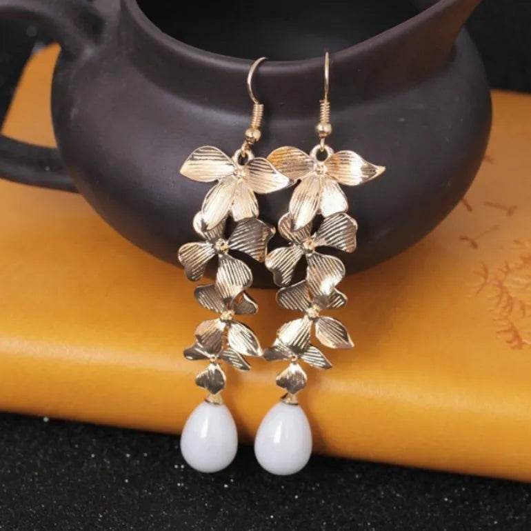 Acabamento 9K gold-plated do brinco flor TRIX