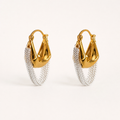 Two-tone chain tassel hoop earrings product view
