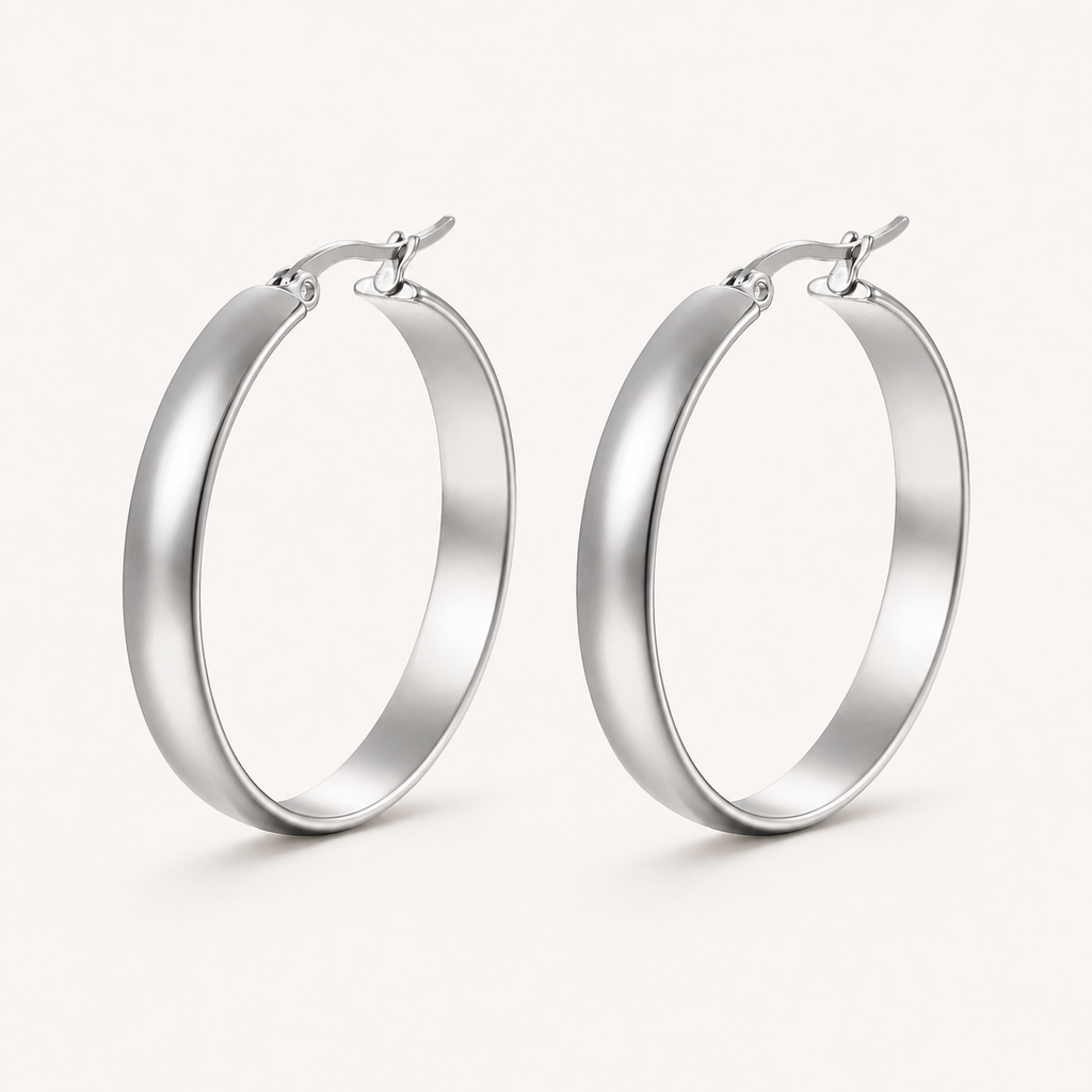 Silver-tone rounded hoop earrings product view