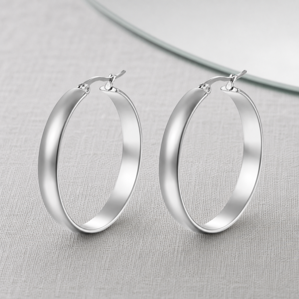 Silver-tone rounded hoop earrings product view