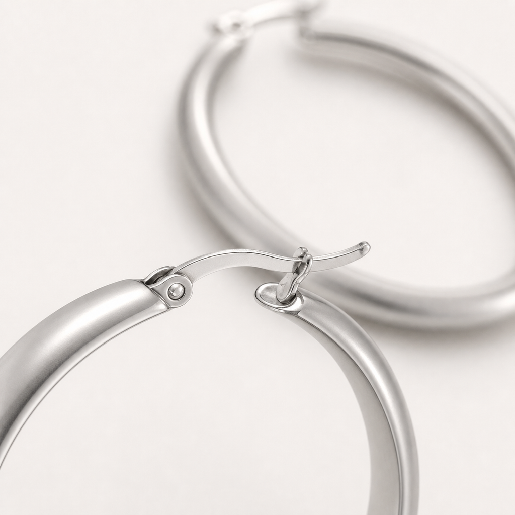 Silver-tone rounded hoop earrings product view
