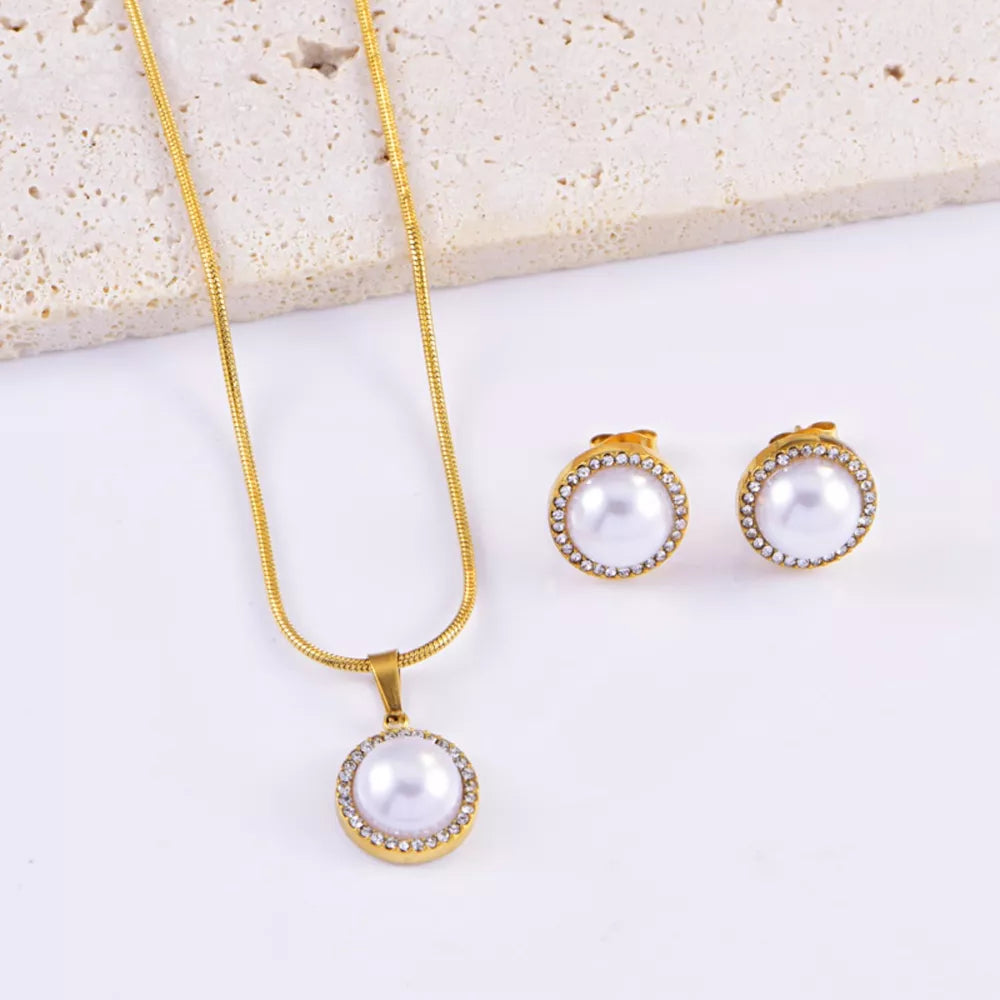 Conjunto perola dourado 18K TRIX composicao dourada para presente